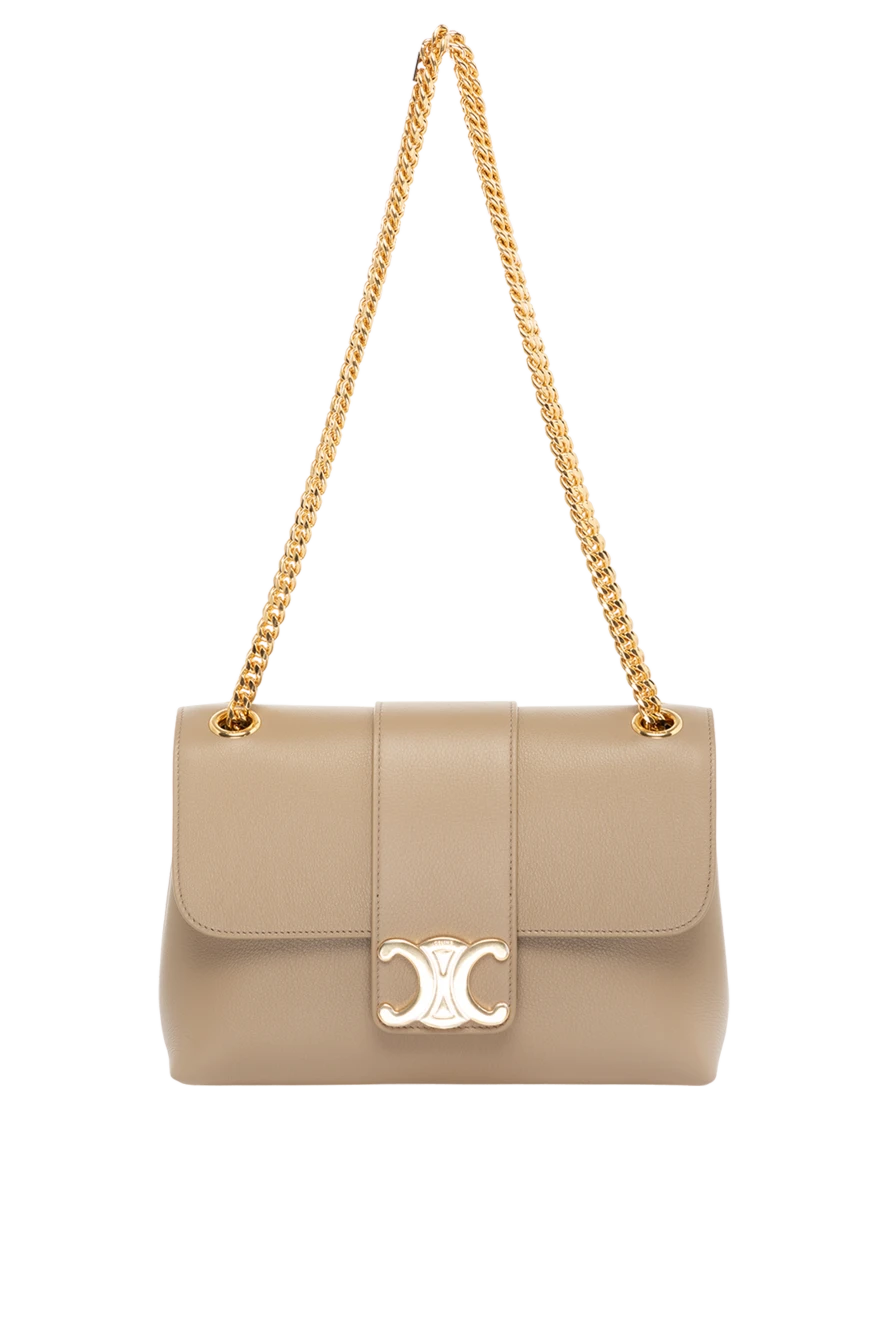 Women's bag, beige, made of genuine leather