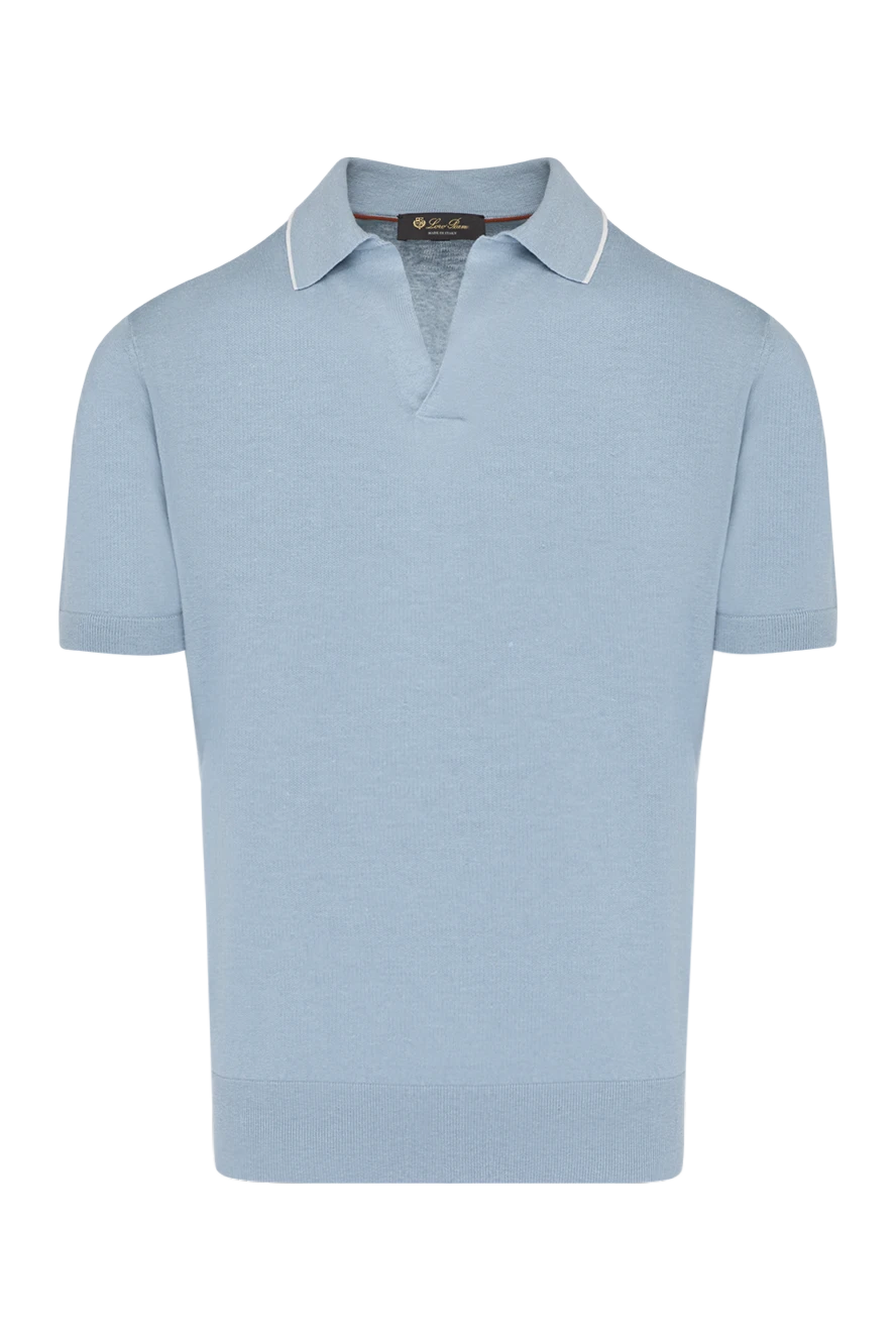 Loro Piana man men's blue polo made of silk and linen купить с ценами и фото 179281 - photo 1