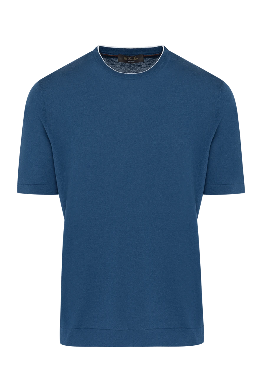 Loro Piana man jumper with short sleeves men's blue made of silk and linen купить с ценами и фото 179282 - photo 1