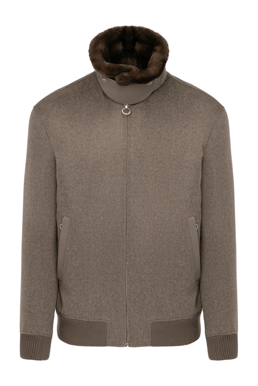 Seraphin мужская коричневая куртка из кашемира на меху с кожаными деталями 179371 - фото 1