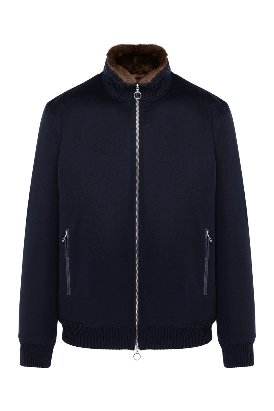 Seraphin мужская синяя куртка из кашемира с меховой подкладкой и вставками из кожи крокодила
179390 - фото 1