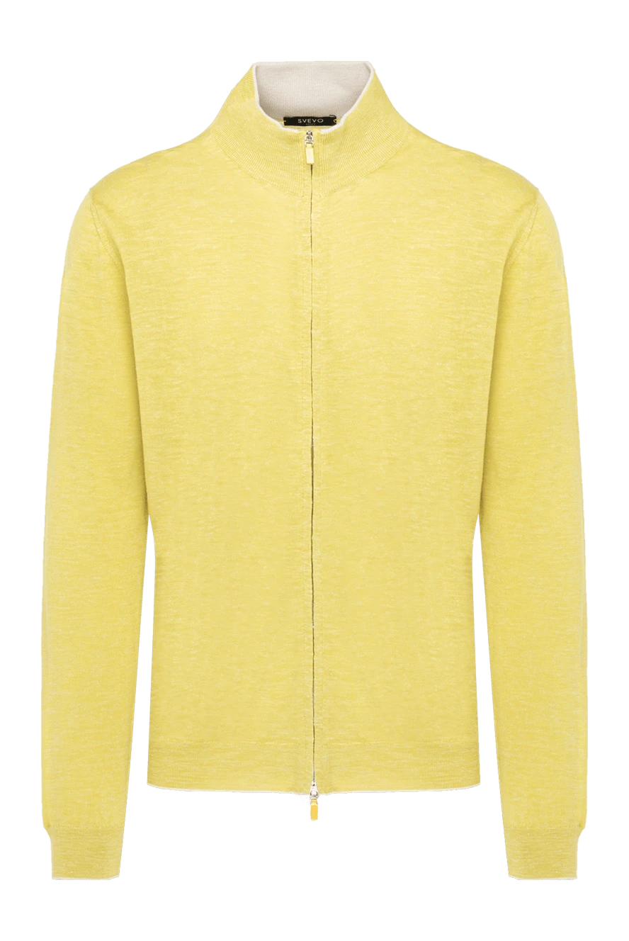 Svevo man men's yellow cardigan made of silk and linen купить с ценами и фото 179570 - photo 1