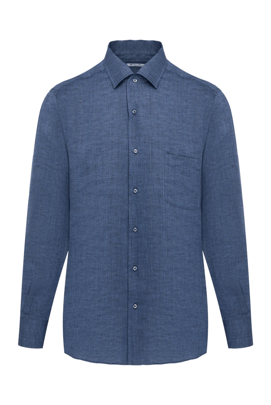 Loro Piana man men's blue linen shirt купить с ценами и фото 179667 - photo 1