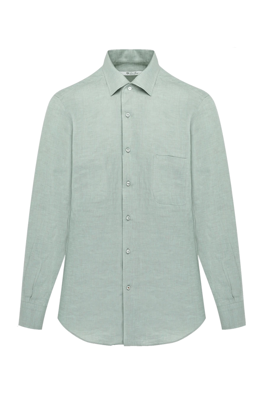 Loro Piana man men's green linen shirt купить с ценами и фото 179668 - photo 1