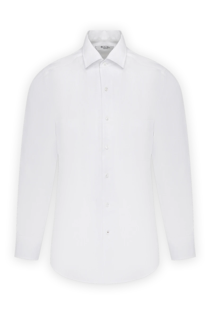 Loro Piana man men's white linen shirt купить с ценами и фото 179669 - photo 1