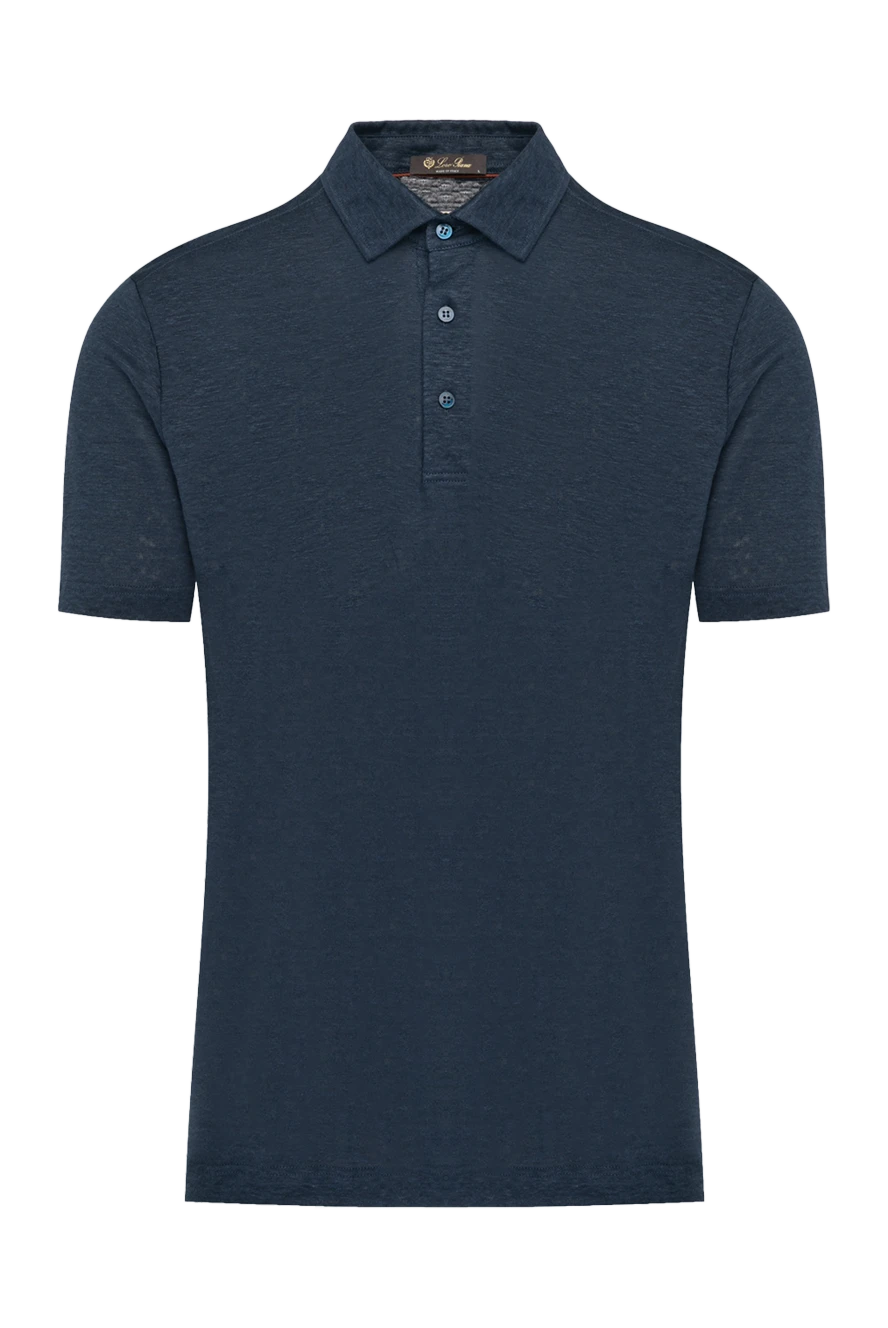 Loro Piana man men's blue linen polo купить с ценами и фото 179671 - photo 1