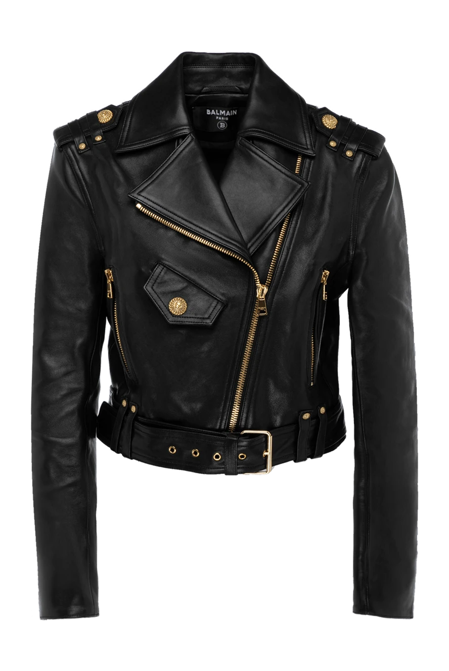 Balmain woman women's black jacket made of genuine leather купить с ценами и фото 179744 - photo 1