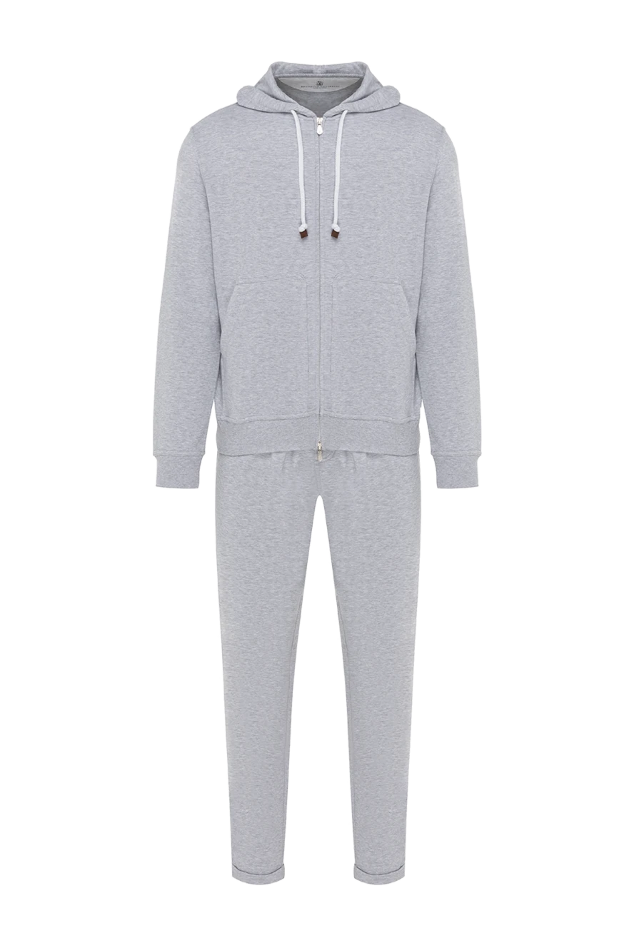 Brunello Cucinelli спортивный костюм серый меланжевый мужской с капюшоном 179850 - фото 1