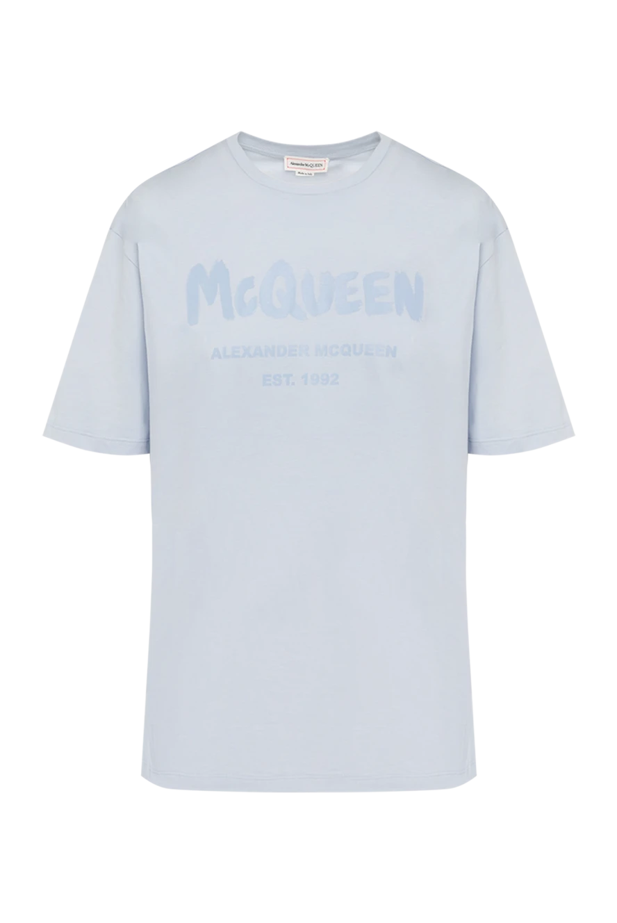 Alexander McQueen woman women's blue cotton t-shirt купить с ценами и фото 179869 - photo 1