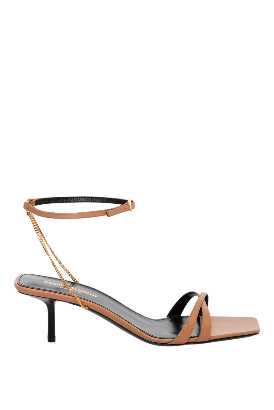 Saint Laurent woman women's sandals, beige, made of genuine leather купить с ценами и фото 179878 - photo 1