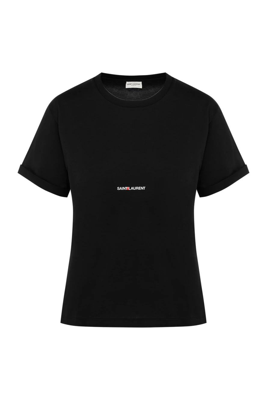 Saint Laurent woman women's black cotton t-shirt купить с ценами и фото 179886 - photo 1