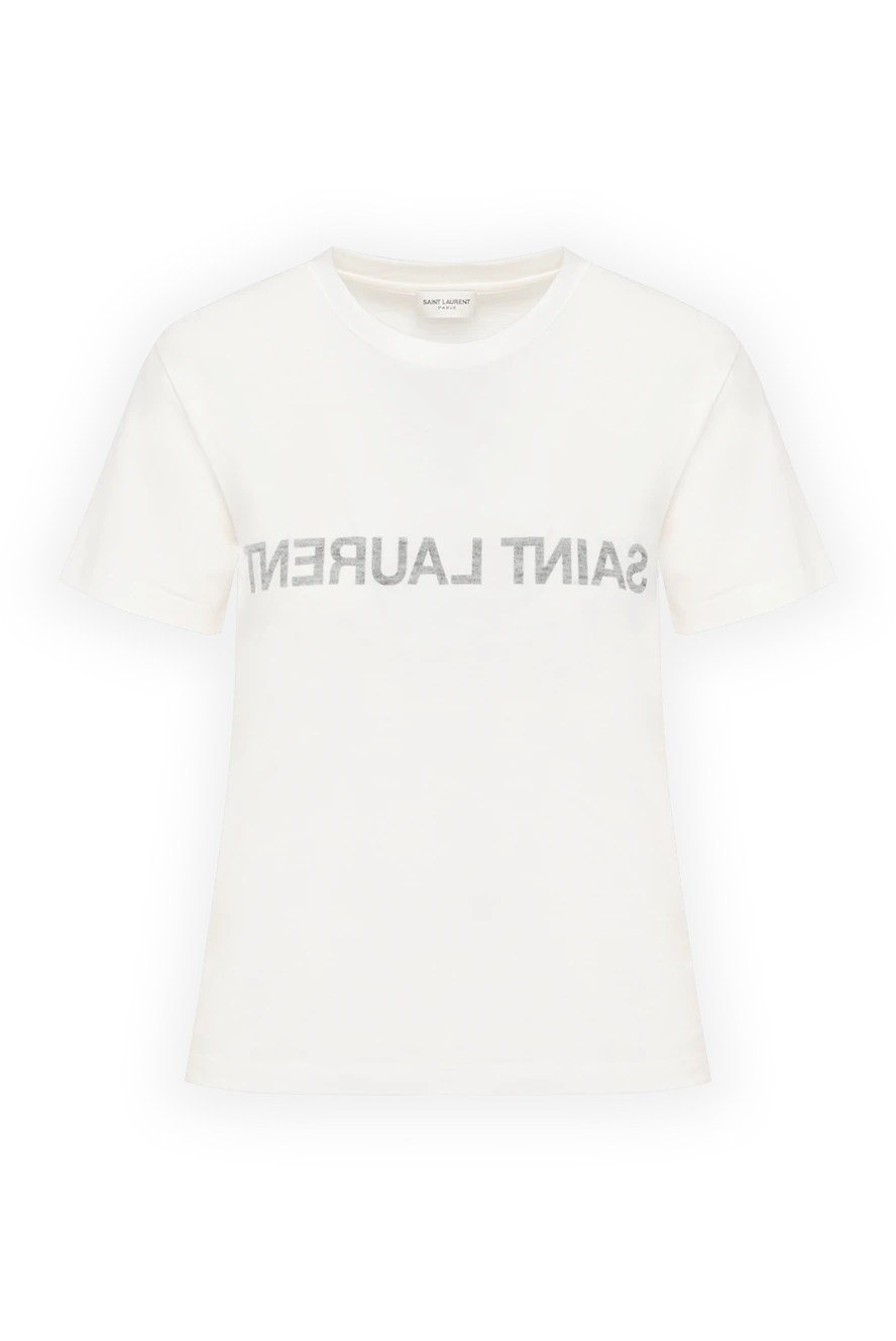 Saint Laurent woman women's white cotton t-shirt купить с ценами и фото 179888 - photo 1