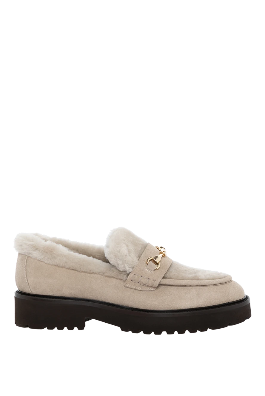 Doucal`s woman women's beige loafers made of suede and fur купить с ценами и фото 179999 - photo 1