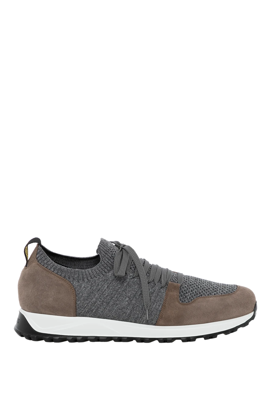 Doucal`s man men's gray cotton and suede sneakers купить с ценами и фото 180001 - photo 1