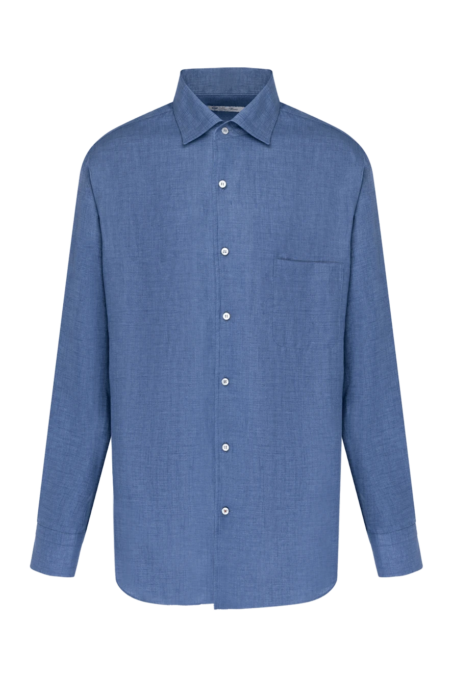 Loro Piana man men's blue linen shirt купить с ценами и фото 180205 - photo 1