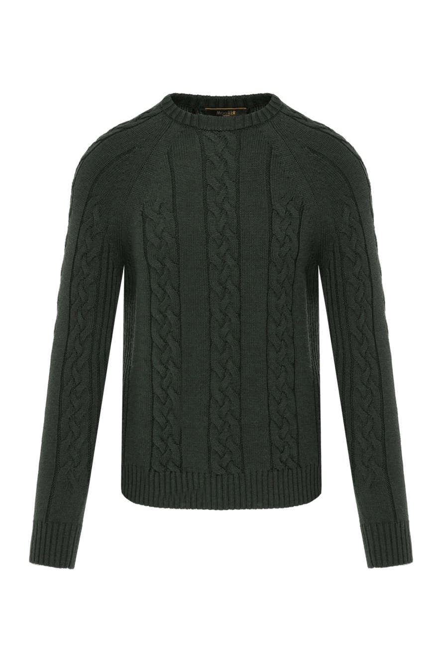 Moorer шерстяной вязаный джемпер мужской зеленый 180266 - фото 1