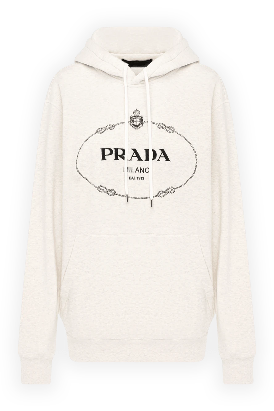 Prada женские худи женский бежевый из хлопка купить с ценами и фото 180338 - фото 1