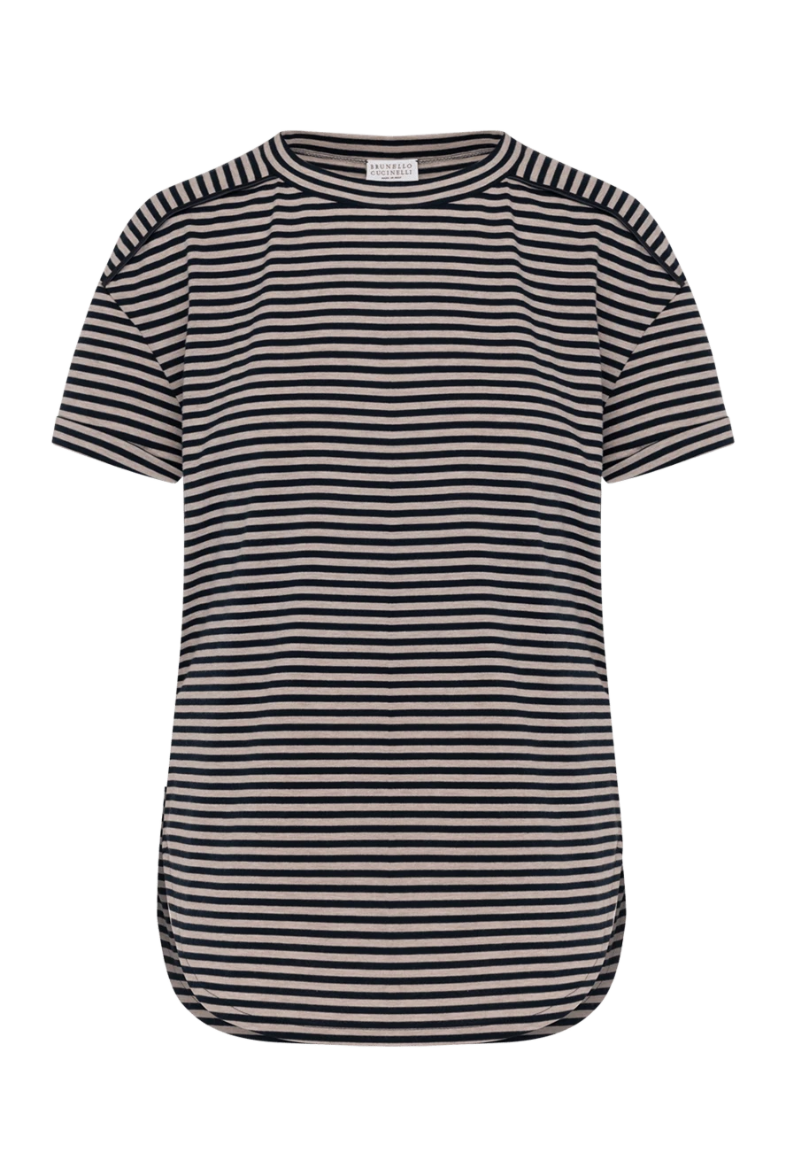 Brunello Cucinelli футболка женская синяя из хлопка 180346 - фото 1