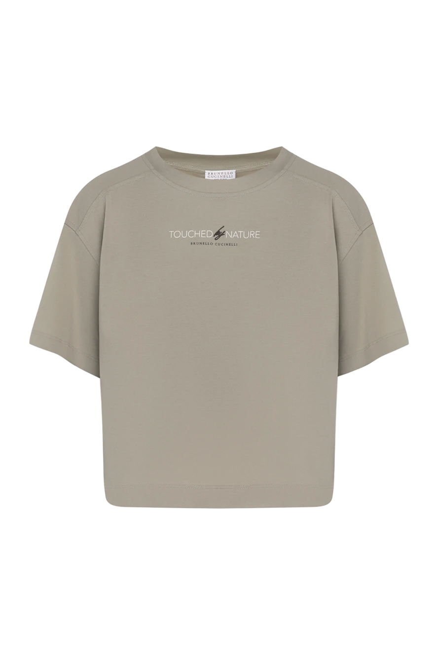 Brunello Cucinelli әйелдерге арналған матадан жасалған бежевый футболка 180348 - фото 1