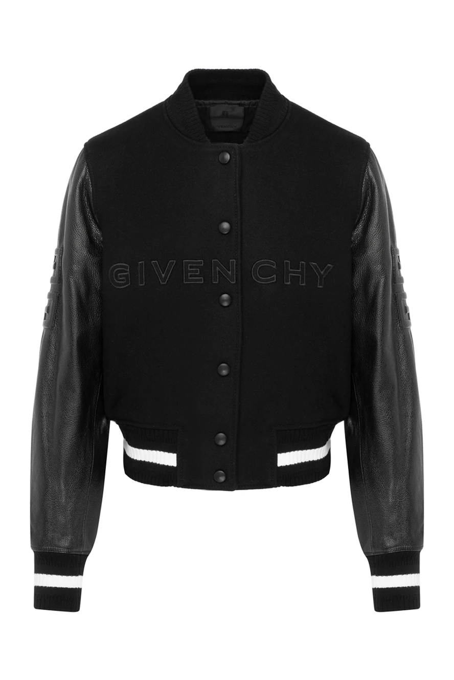 Givenchy Әйелдер жүннен және шынайы былғарыдан тігілген әйелдердің қара күртесі купить с ценами и фото 180361 - фото 1