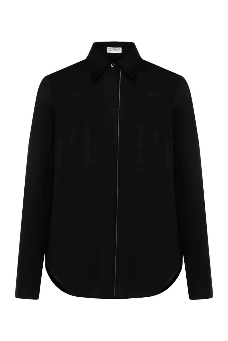 Brunello Cucinelli черная женская рубашка с отложным воротником и длинными рукавами
180391 - фото 1