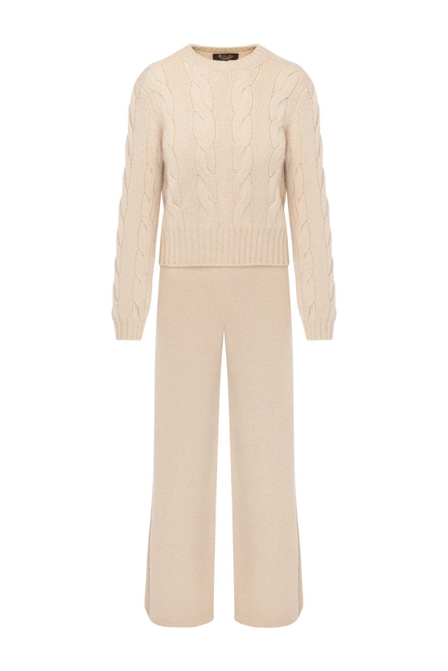 Loro Piana women's beige cashmere walking suit with geometric pattern 180431 - photo 1