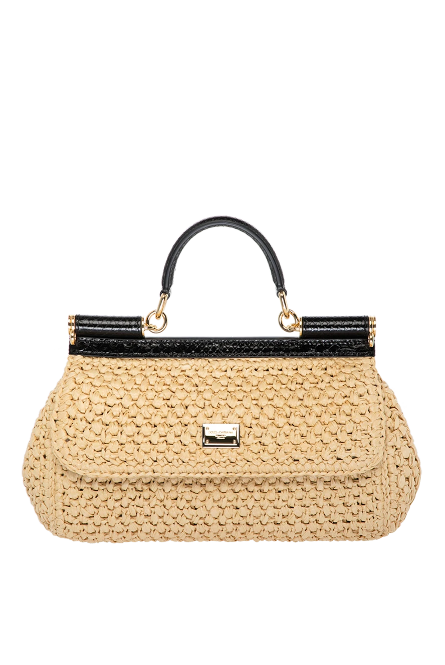 Dolce & Gabbana woman women's beige bag made of raffia and python leather купить с ценами и фото 180446 - photo 1