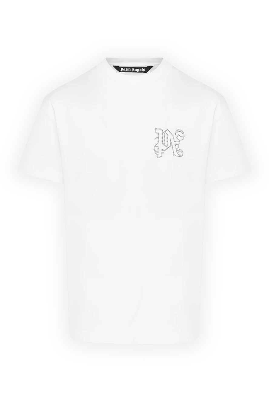Palm Angels white t-shirt in smooth jersey with a shiny monogram 180478 - photo 1