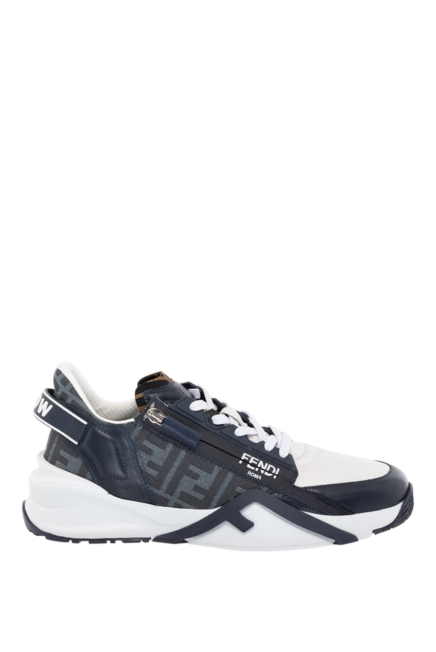 Fendi кроссовки мужские синие на молнии и шнурках 180562 - фото 1