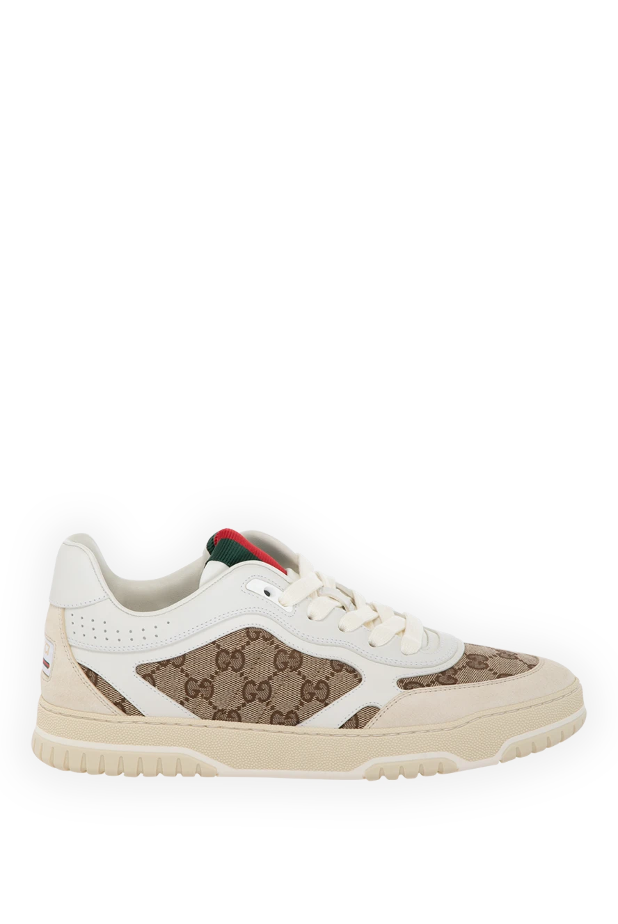 Gucci woman women's sneakers, beige, made of cotton and leather купить с ценами и фото 180815 - photo 1