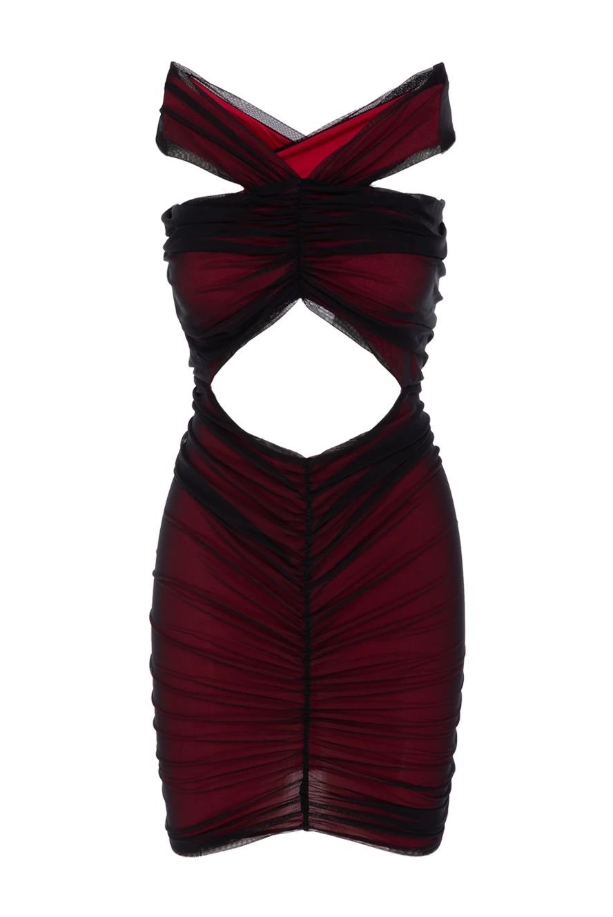 Fleur de Paris платье трикотажное красное с драпировкой и открытыми плечами 181067 - фото 1