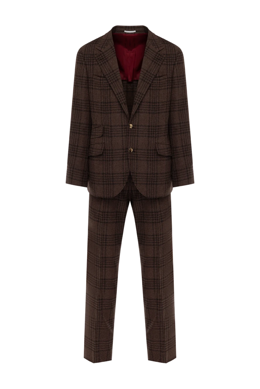 Brunello Cucinelli костюм мужской коричневый в клетку 181149 - фото 1
