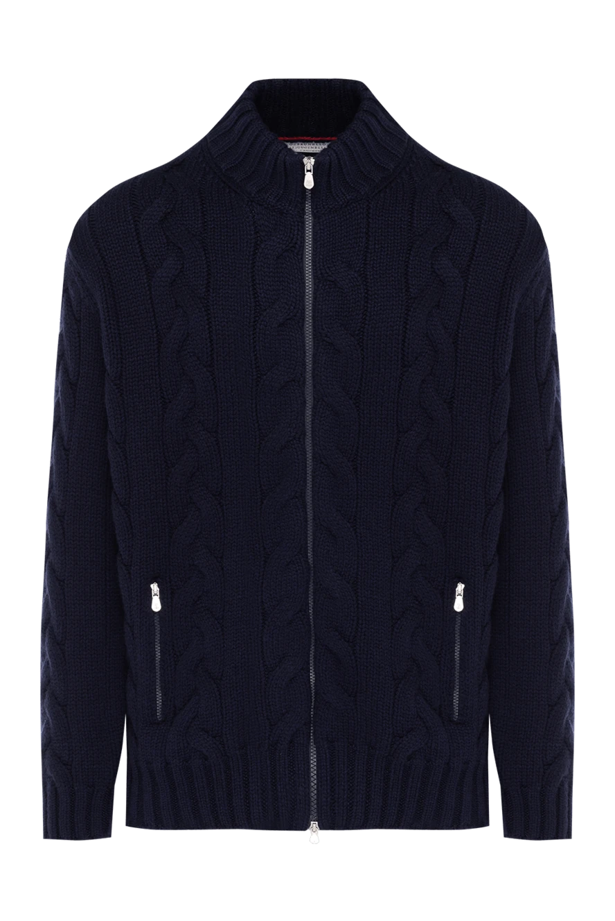 Brunello Cucinelli кардиган мужской синий с узором 181160 - фото 1