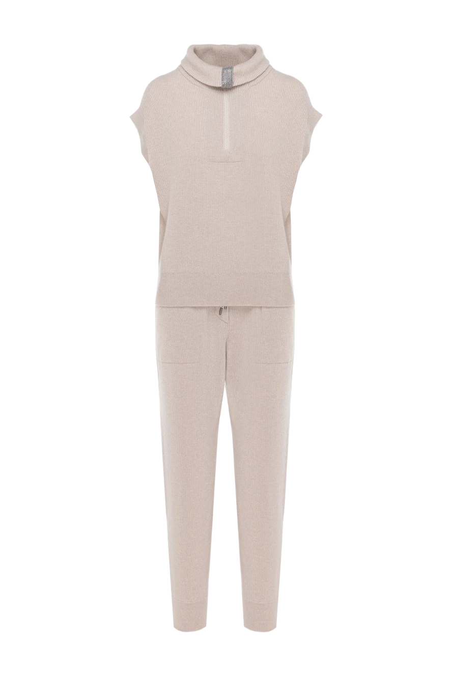 Brunello Cucinelli костюм прогулочный бежевый в рубчик без рукавов 181170 - фото 1