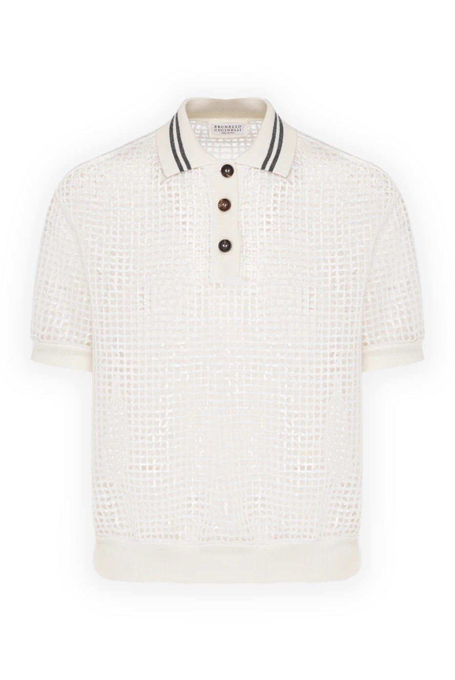 Brunello Cucinelli кашемировое поло в сетку белое женское 181183 - фото 1