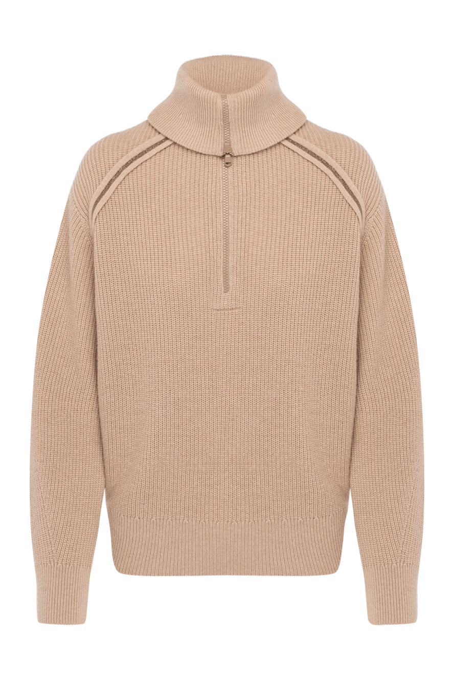 Brunello Cucinelli свитшот женский кашемировый бежевый в рубчик 181184 - фото 1