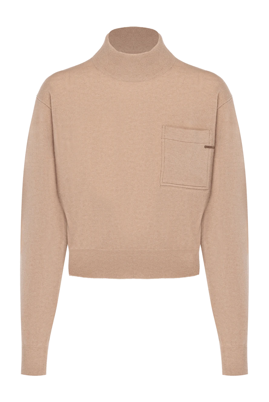 Brunello Cucinelli укороченный трикотажный джемпер бежевый из кашемира женский 181190 - фото 1