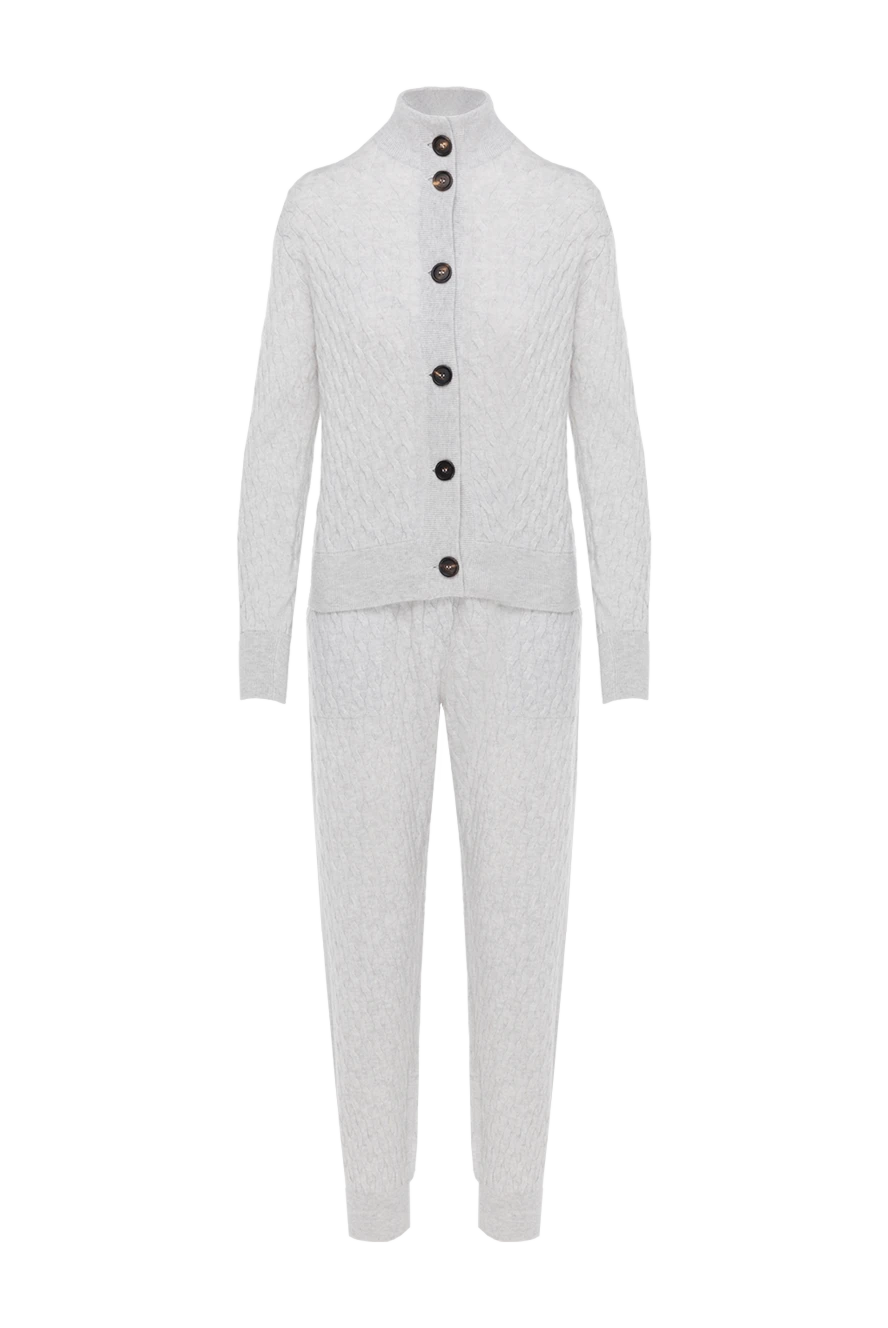 Brunello Cucinelli трикотажный прогулочный костюм из кашемира женский серый 181204 - фото 1