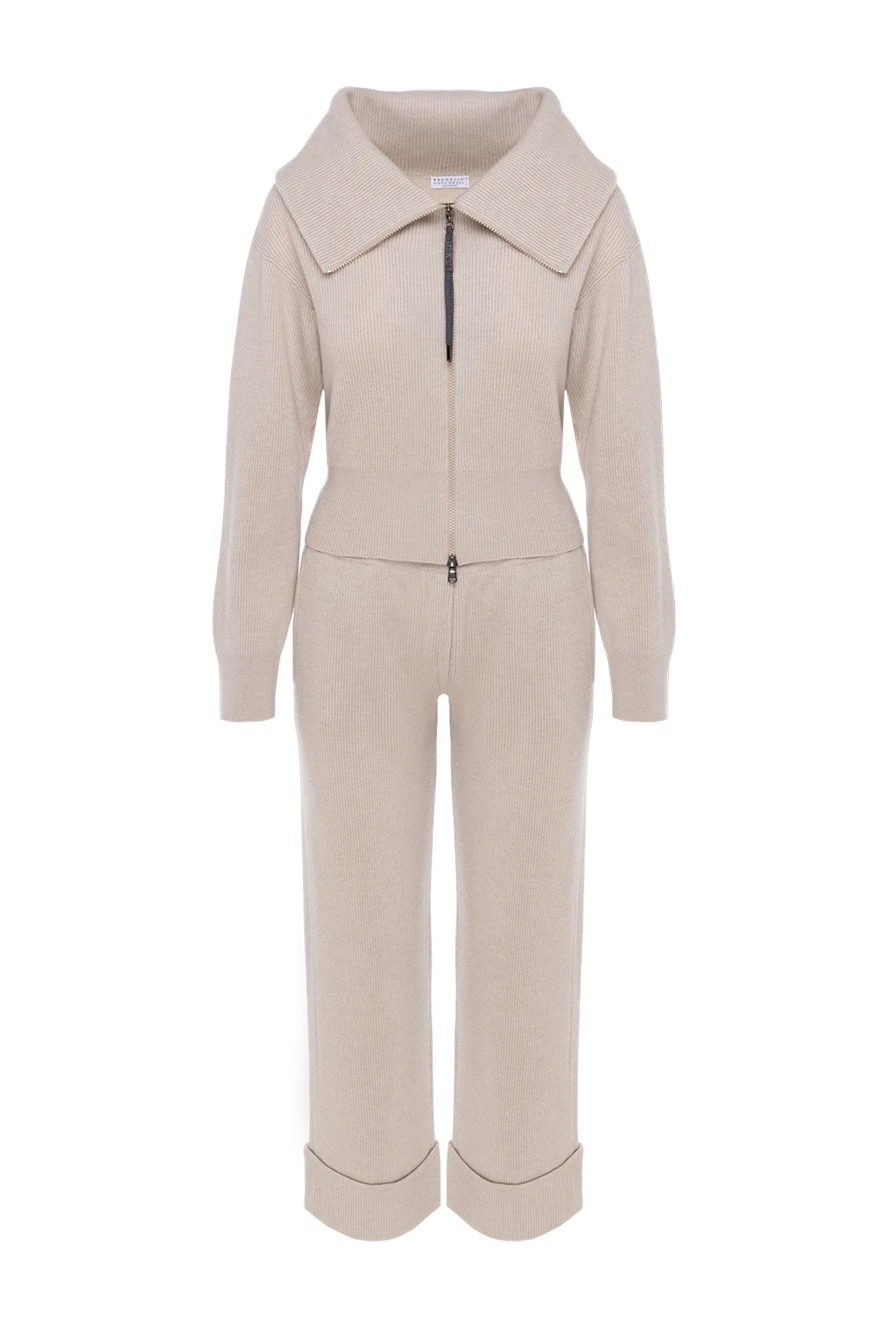 Brunello Cucinelli бежевый кашемирден жасалған әйелдер костюмі найзағай 181206 - фото 1