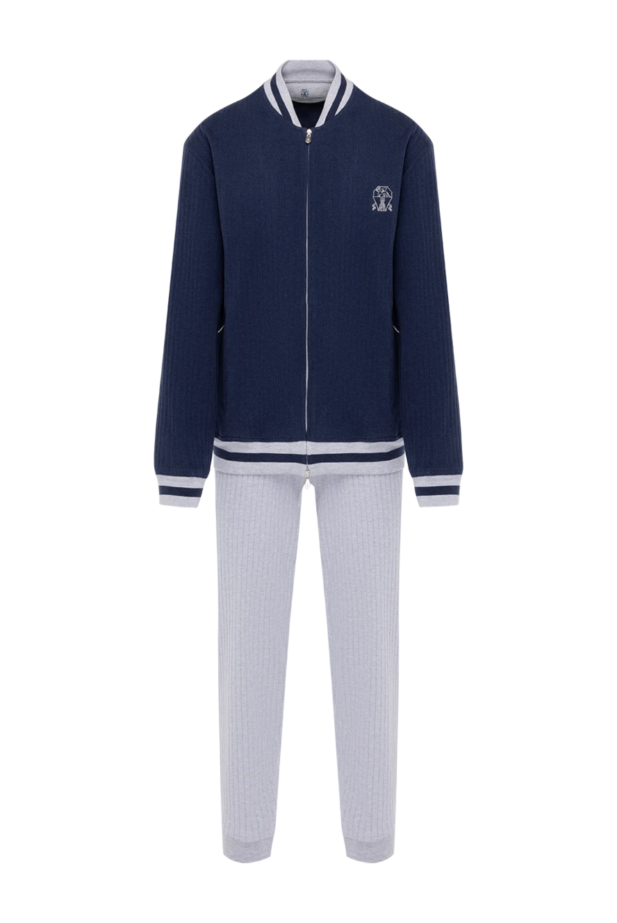 Brunello Cucinelli костюм прогулочный мужской синий с логотипом 181264 - фото 1