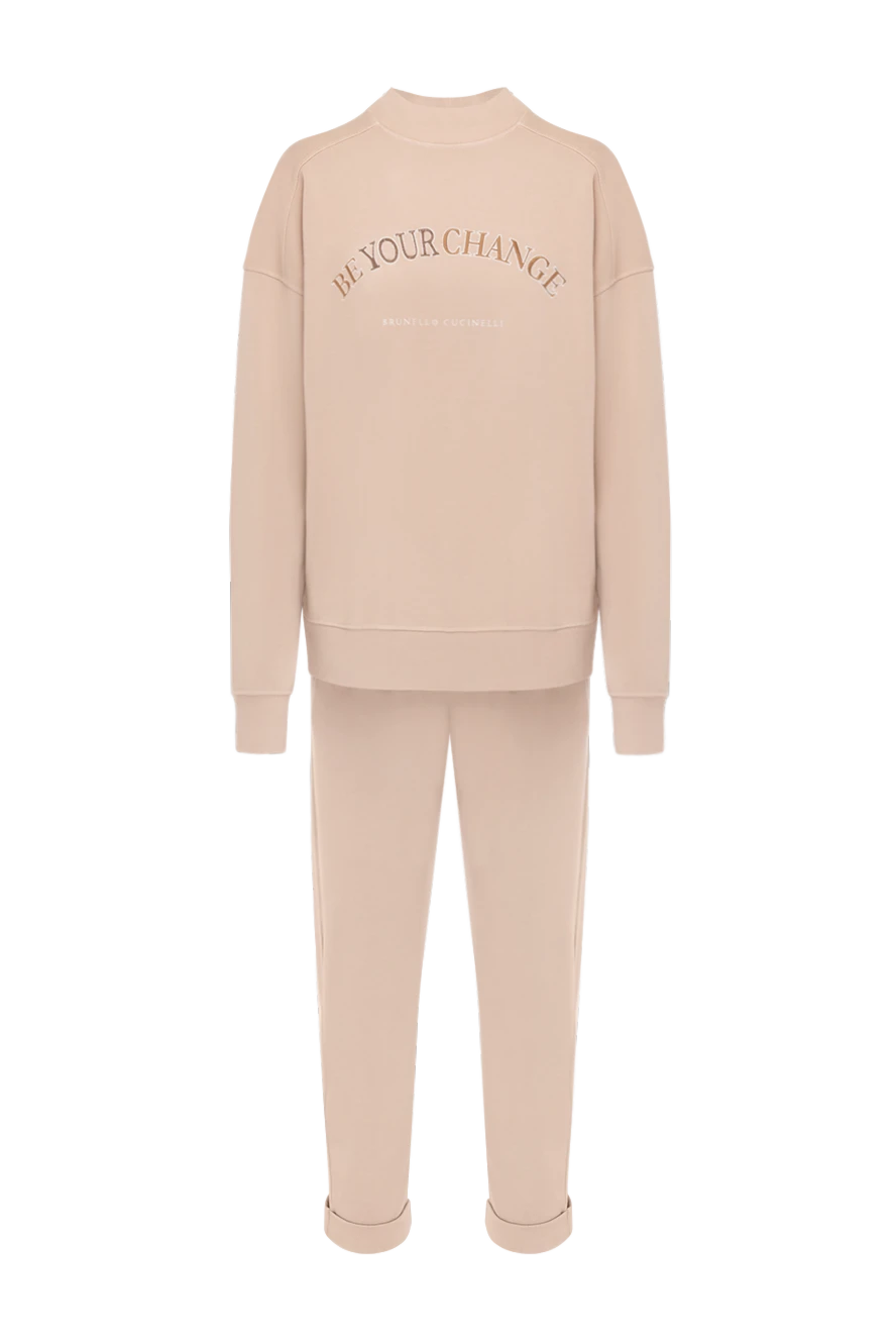 Brunello Cucinelli спортивный костюм из хлопка с логотипом женский бежевый 181265 - фото 1
