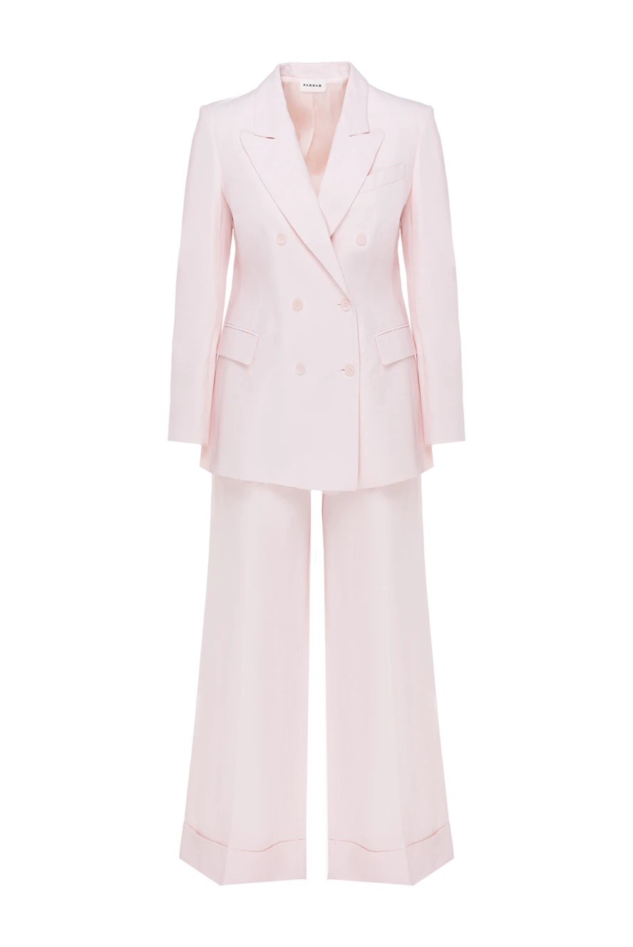 P.A.R.O.S.H. костюм с широкими брюками и приталенным жакетом в оттенке пудры
181270 - фото 1