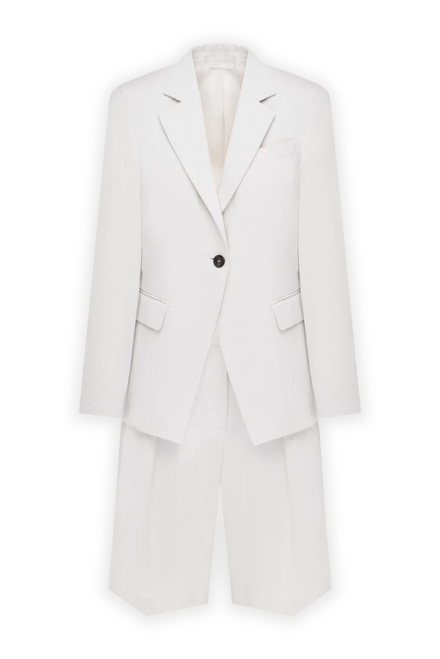 Brunello Cucinelli women's gray cotton and linen suit with shorts 181276 - photo 1