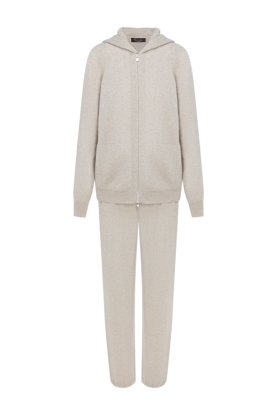 Loro Piana женский серый кашемировый прогулочный костюм в рубчик 181282 - фото 1