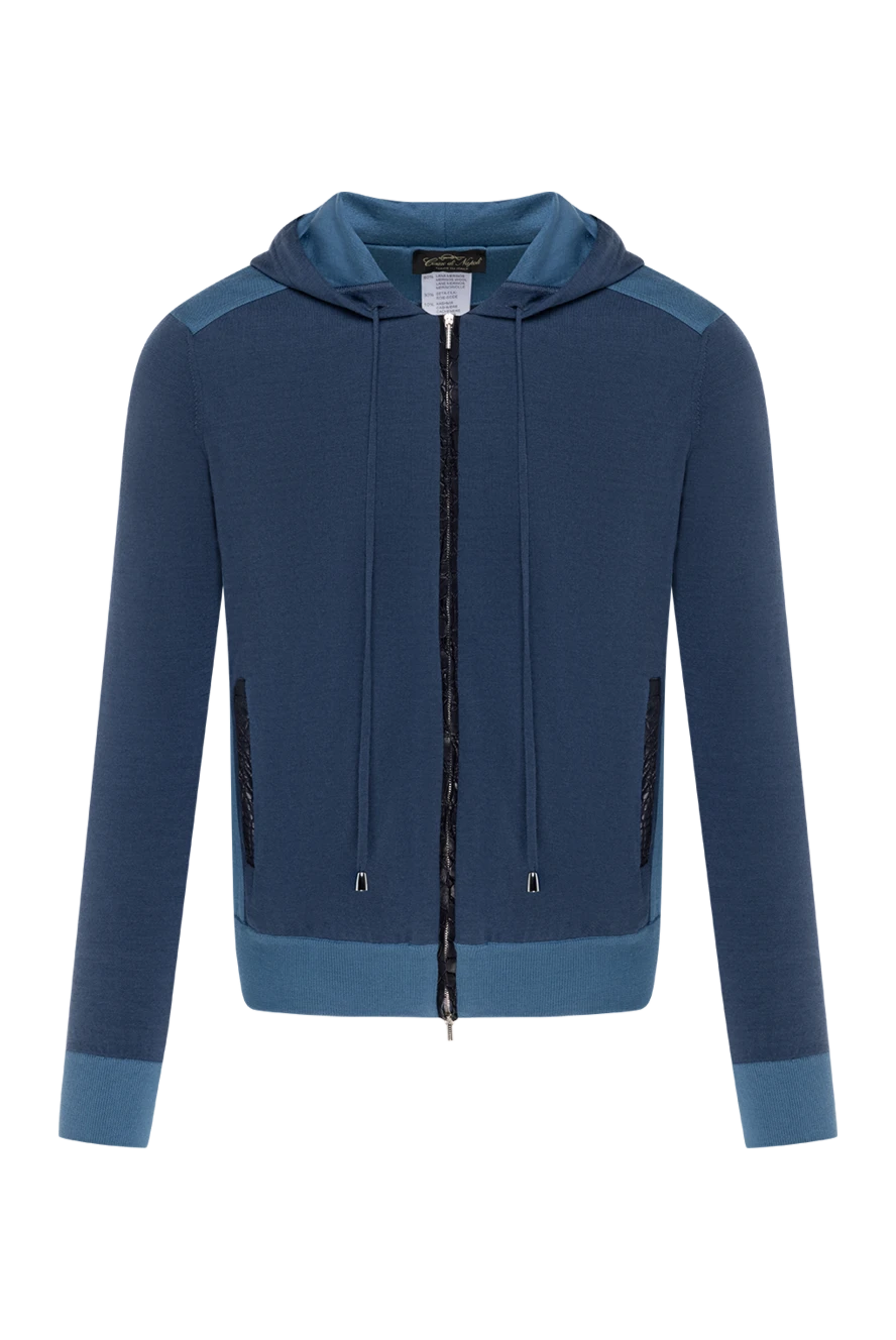 Cesare di Napoli крокодил былғарыдан тігілген ерлер көк капюшоны 181286 - фото 1