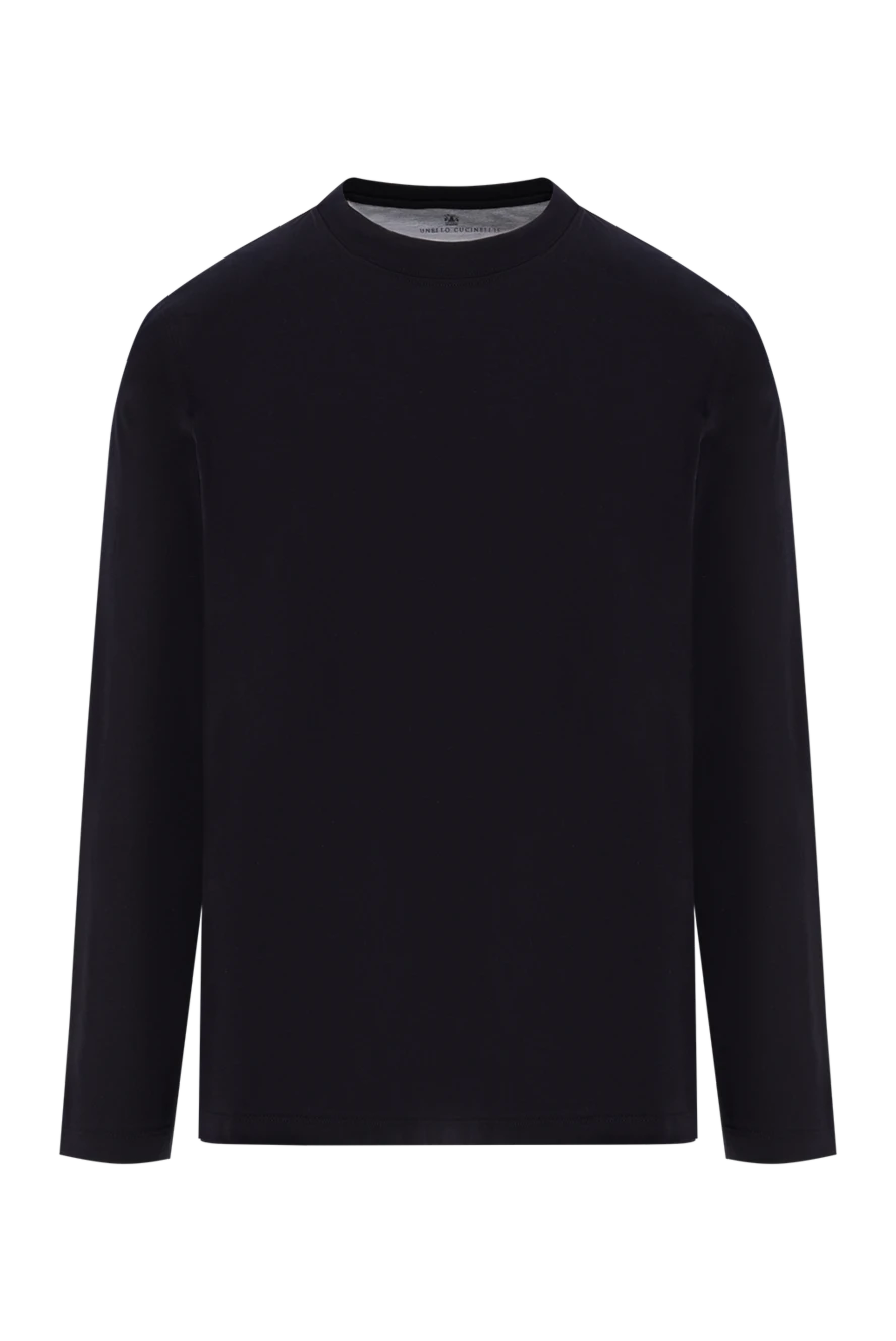 Brunello Cucinelli cotton jersey crew neck sweatshirt blue men's 183852 - photo 1