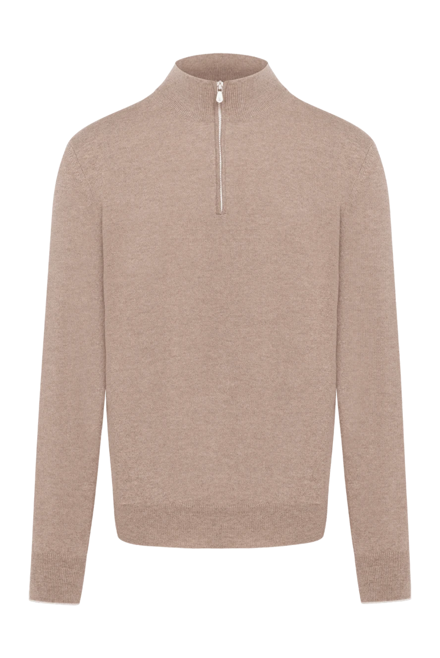 Brunello Cucinelli бежевый кашемир ерлер жемпірі найзағай 183869 - фото 1