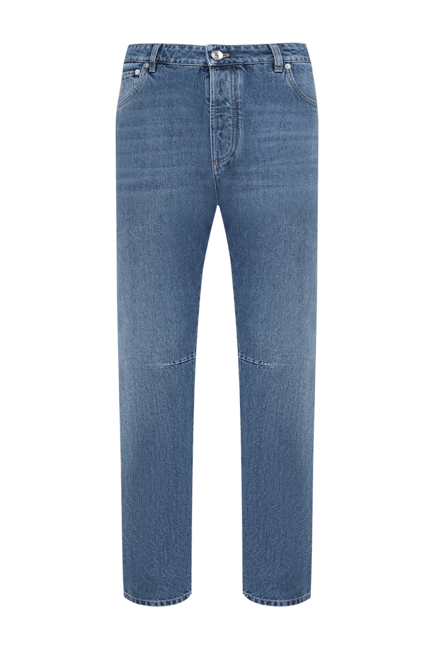 Brunello Cucinelli men's stonewash jeans with pleats at the knees, blue 183871 - photo 1
