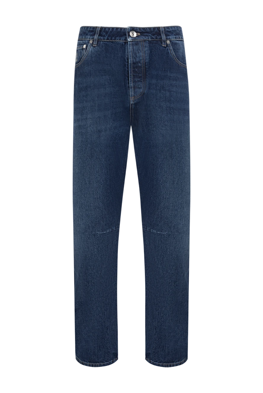 Brunello Cucinelli мужские джинсы синие со складками на коленях 183872 - фото 1