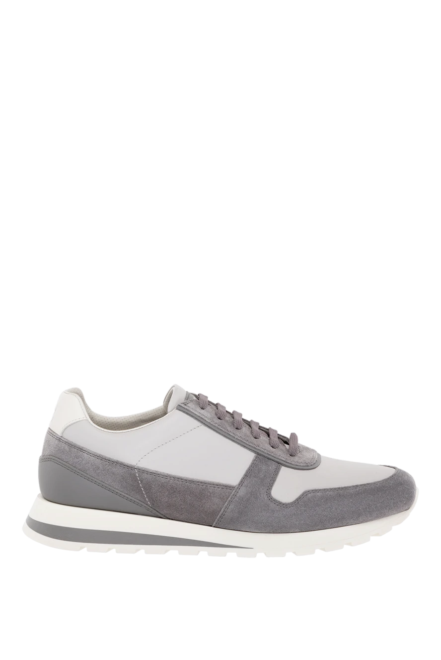 Brunello Cucinelli ерлердің сұр былғары және күдері кроссовкалары 183881 - фото 1